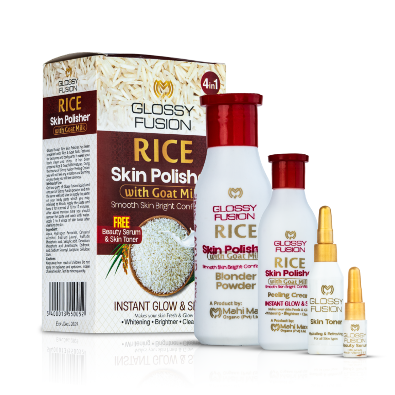 Mahiorganics Rice Skin Polisher Glow Kit 4 in 1 with Goat Milk for brightening, smooth skin, and instant glow